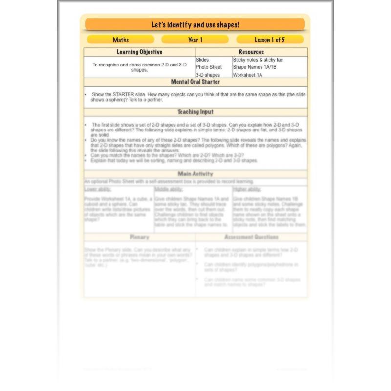 PlanBee Identify Shapes 2D and 3D Shapes Lessons | PlanBee