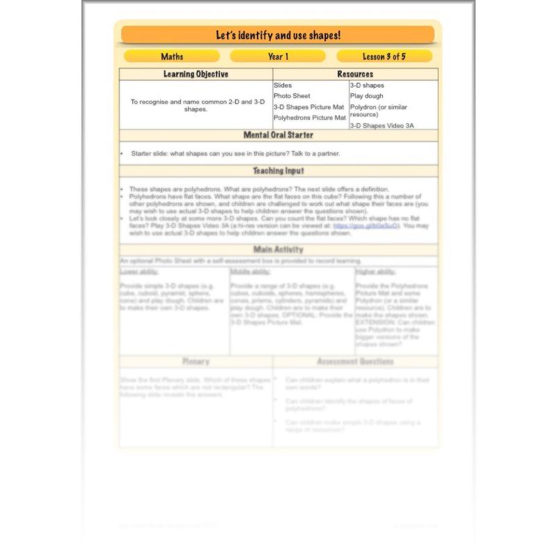 PlanBee Identify Shapes 2D and 3D Shapes Lessons | PlanBee