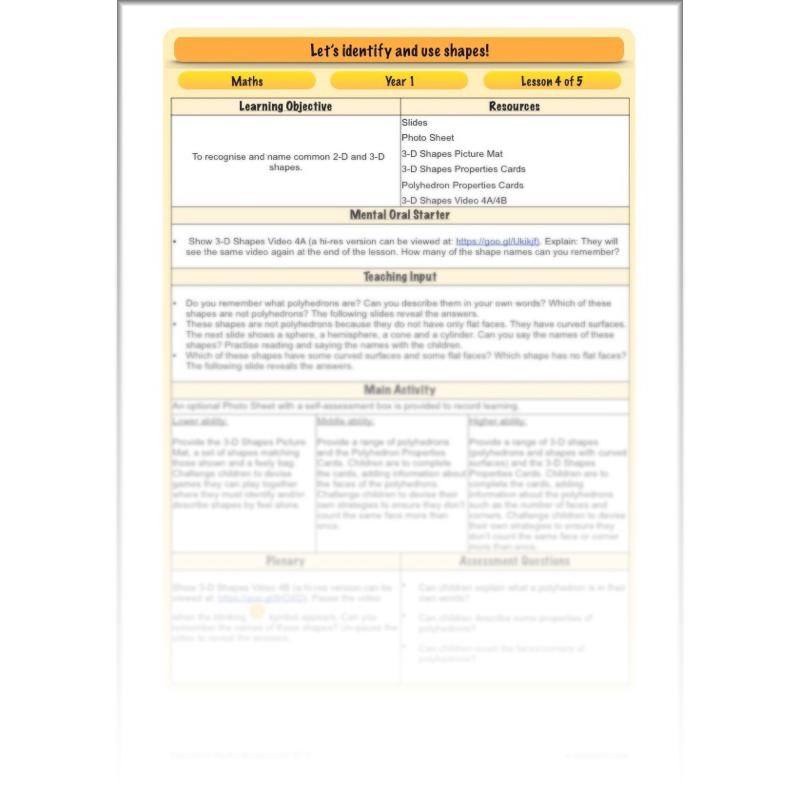 PlanBee Identify Shapes 2D and 3D Shapes Lessons | PlanBee