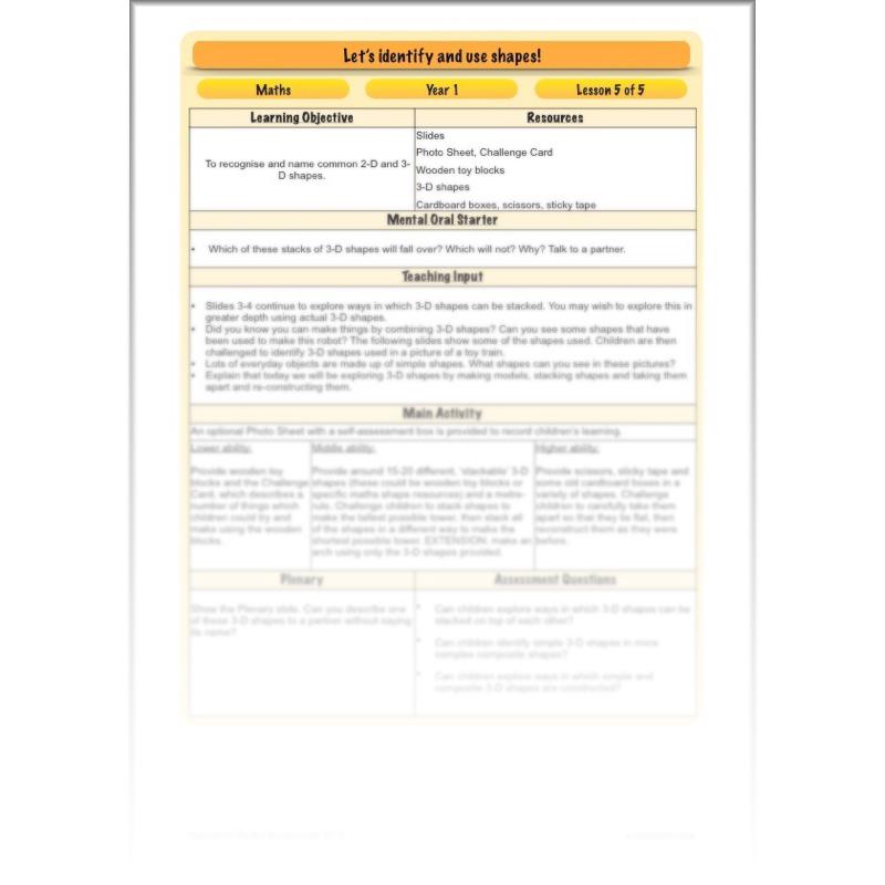 PlanBee Identify Shapes 2D and 3D Shapes Lessons | PlanBee