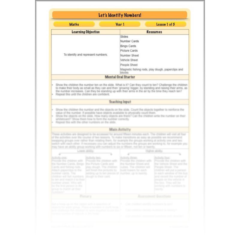 PlanBee Identify Numbers 1-20 Year 1 Maths by PlanBee