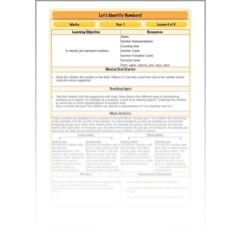 PlanBee Identify Numbers 1-20 Year 1 Maths by PlanBee