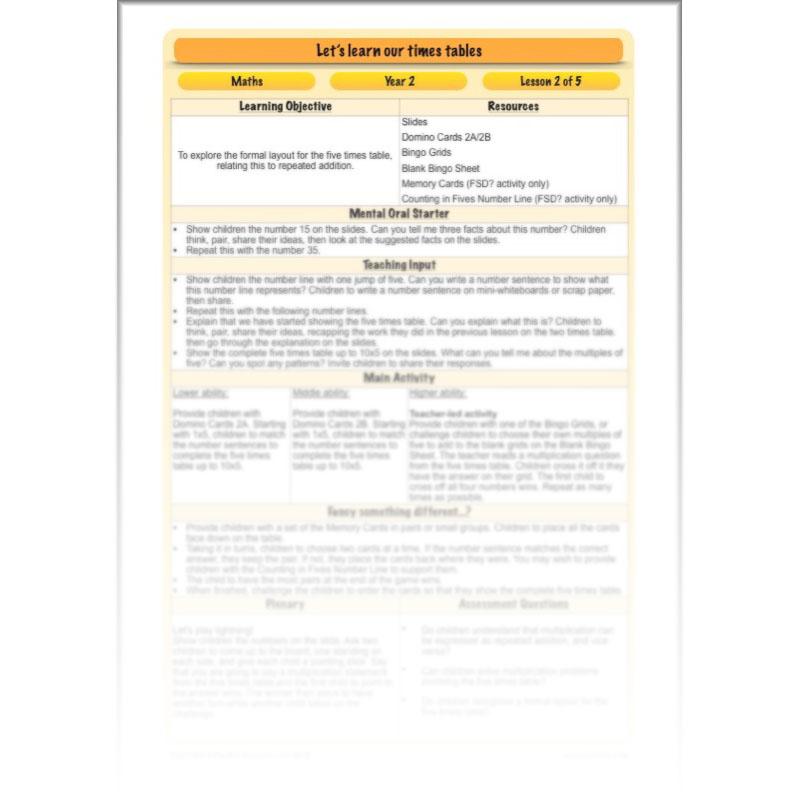 PlanBee Let's Learn our Times Tables - Maths Lessons Year 2 Multiplication