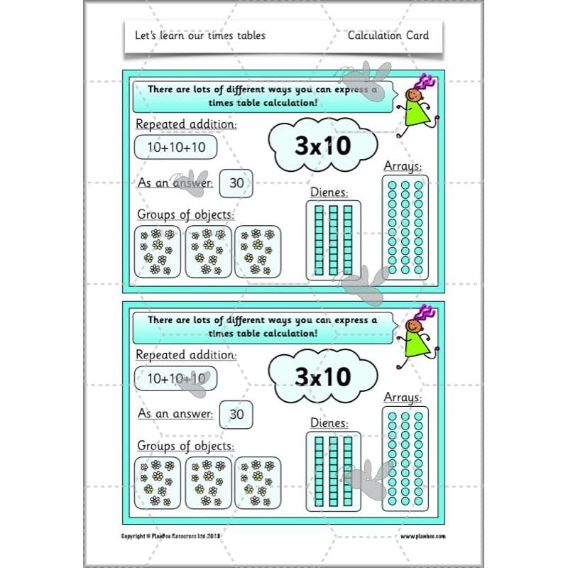PlanBee Let's Learn our Times Tables - Maths Lessons Year 2 Multiplication