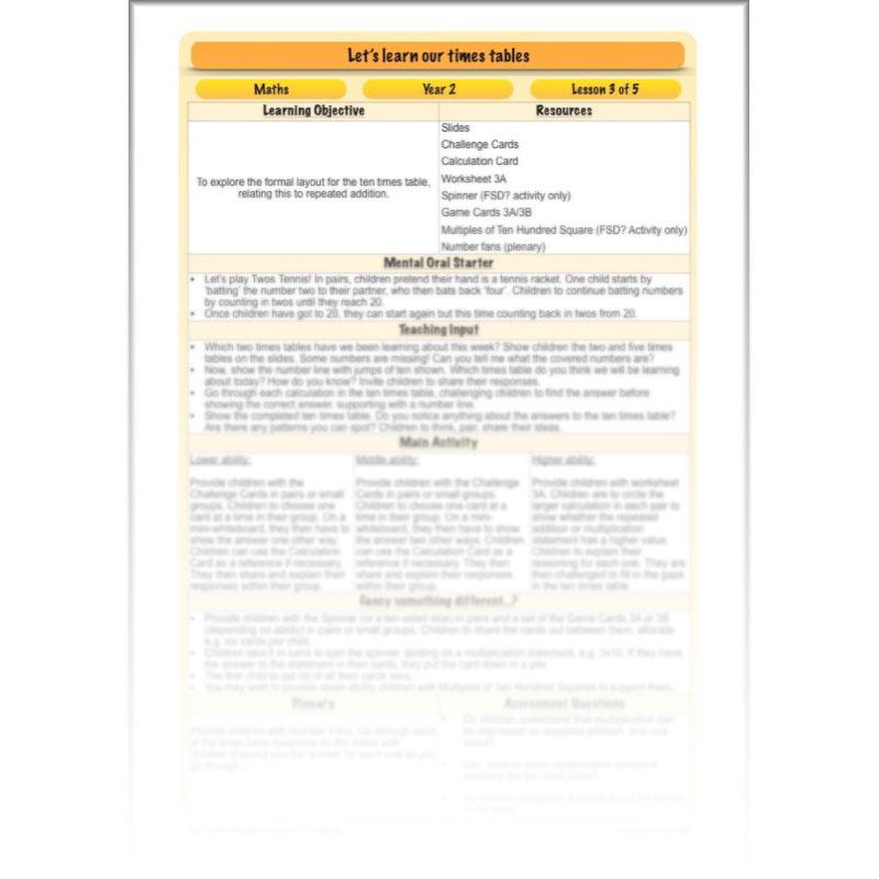 PlanBee Let's Learn our Times Tables - Maths Lessons Year 2 Multiplication