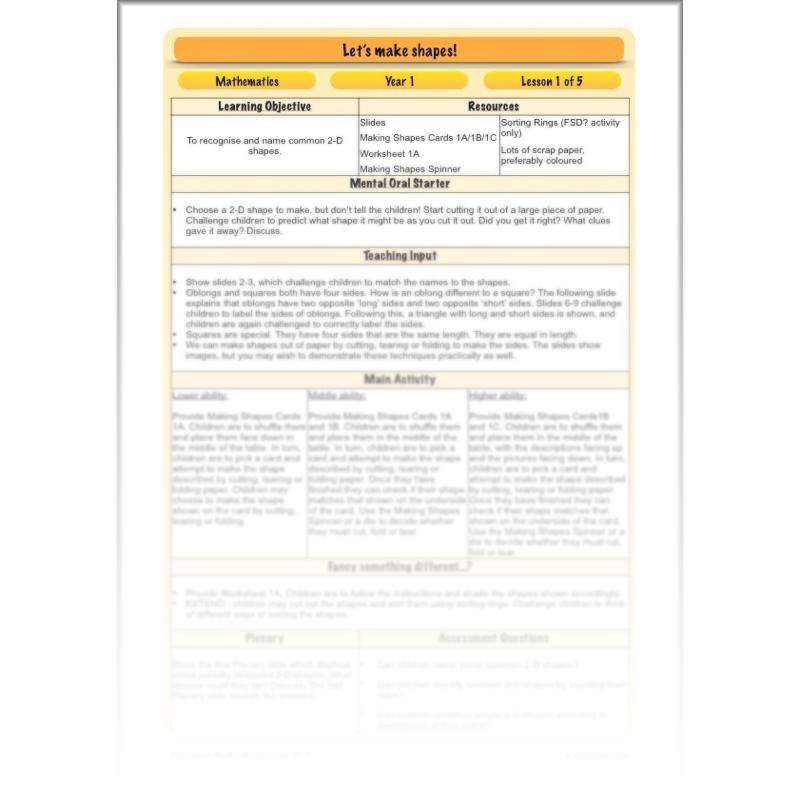 PlanBee Make Shapes Year 1 Shape Maths Lessons | PlanBee