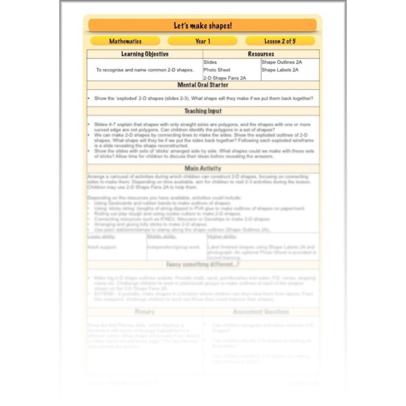 PlanBee Make Shapes Year 1 Shape Maths Lessons | PlanBee