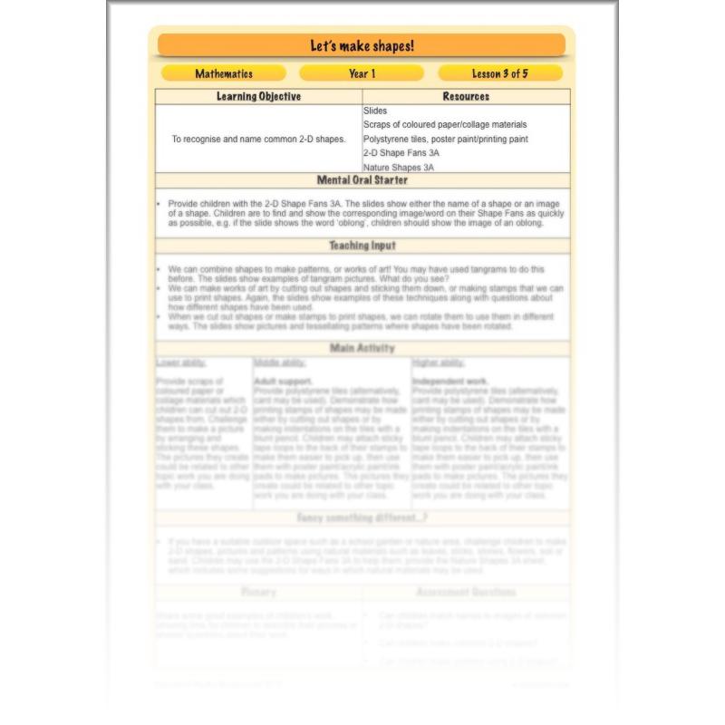 PlanBee Make Shapes Year 1 Shape Maths Lessons | PlanBee