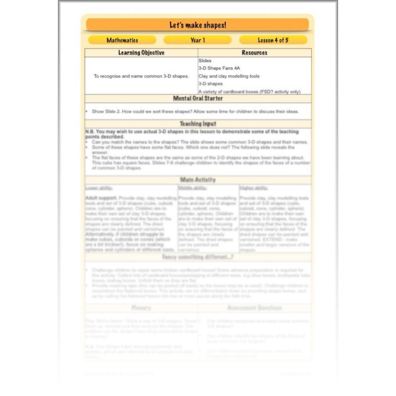 PlanBee Make Shapes Year 1 Shape Maths Lessons | PlanBee