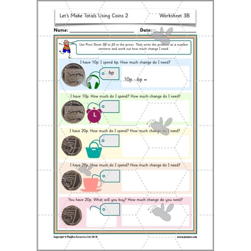 PlanBee Let’s make totals using coins 2 -  Year 1 Key Stage 1 Maths planning