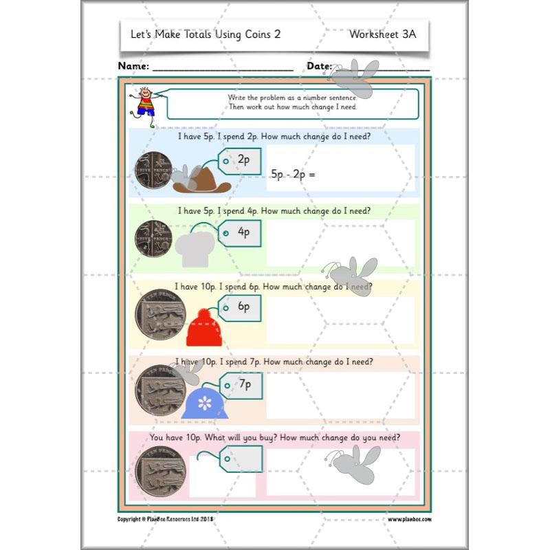 PlanBee Let’s make totals using coins 2 -  Year 1 Key Stage 1 Maths planning