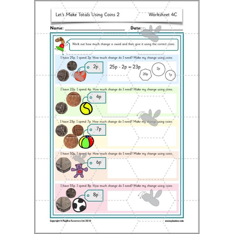 PlanBee Let’s make totals using coins 2 -  Year 1 Key Stage 1 Maths planning
