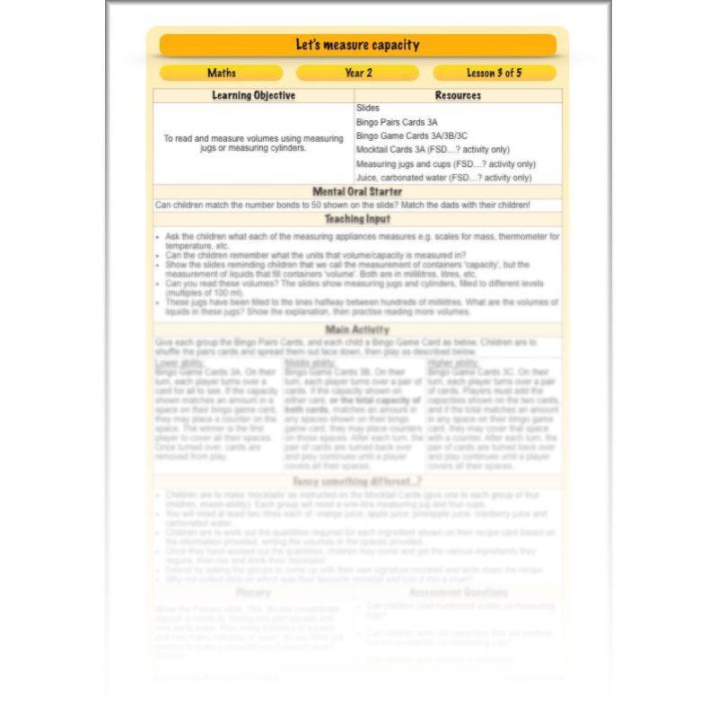 PlanBee Let's measure capacity - Year 2 Maths planning and resources