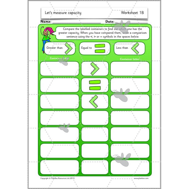 PlanBee Let's measure capacity - Year 2 Maths planning and resources