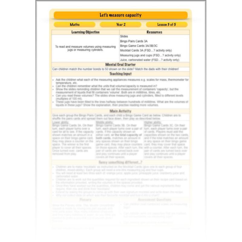 PlanBee Let's measure capacity - Year 2 Maths planning and resources