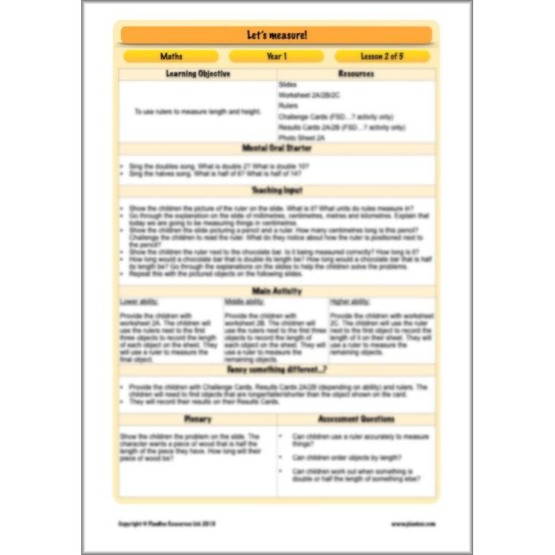 PlanBee Let’s Measure Year 1 Maths Planning