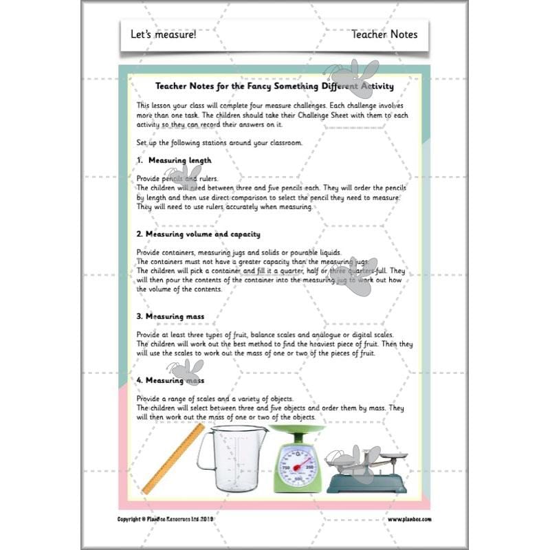 PlanBee Let’s Measure Year 1 Maths Planning