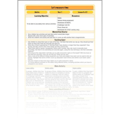 PlanBee Let’s Measure Time: Year 1 Measurement - Maths Planning & Resources