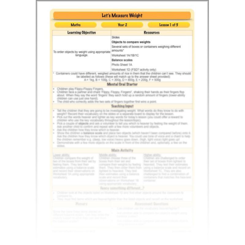 PlanBee Let's Measure Weight - KS1 - Year 2 Maths - Measurement