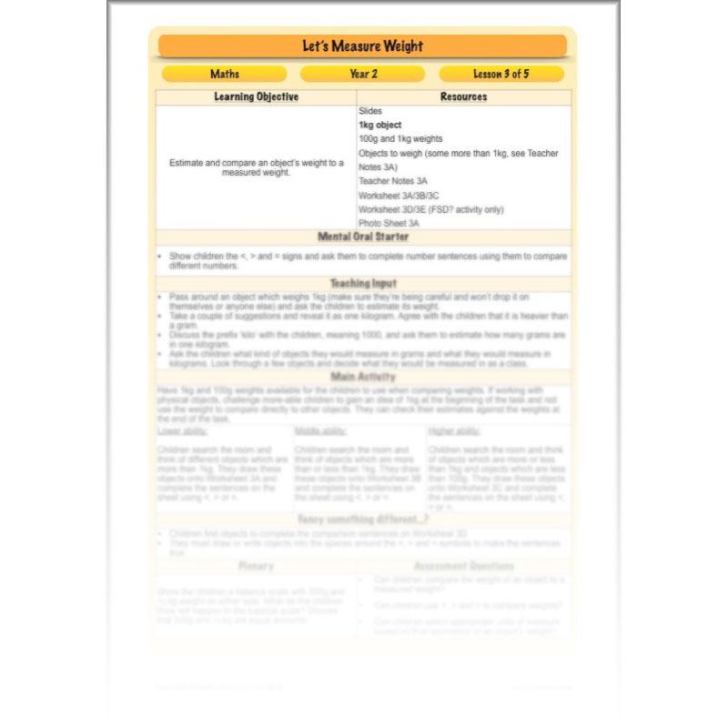 PlanBee Let's Measure Weight - KS1 - Year 2 Maths - Measurement