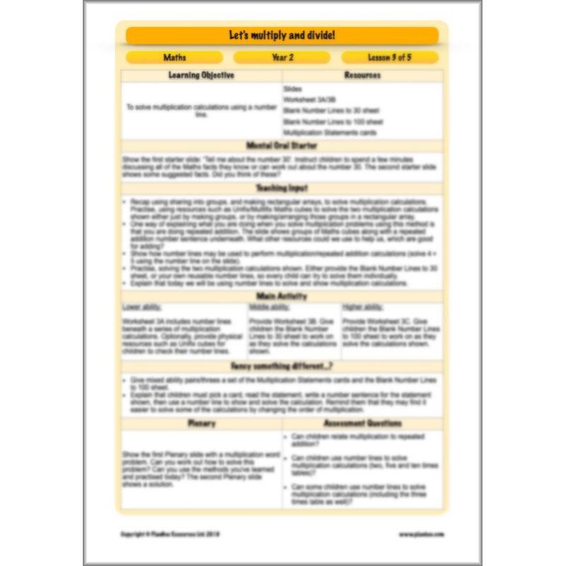 PlanBee Let's multiply and divide Year 2 maths planning