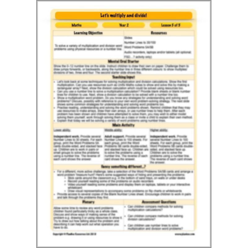 PlanBee Let's multiply and divide Year 2 maths planning