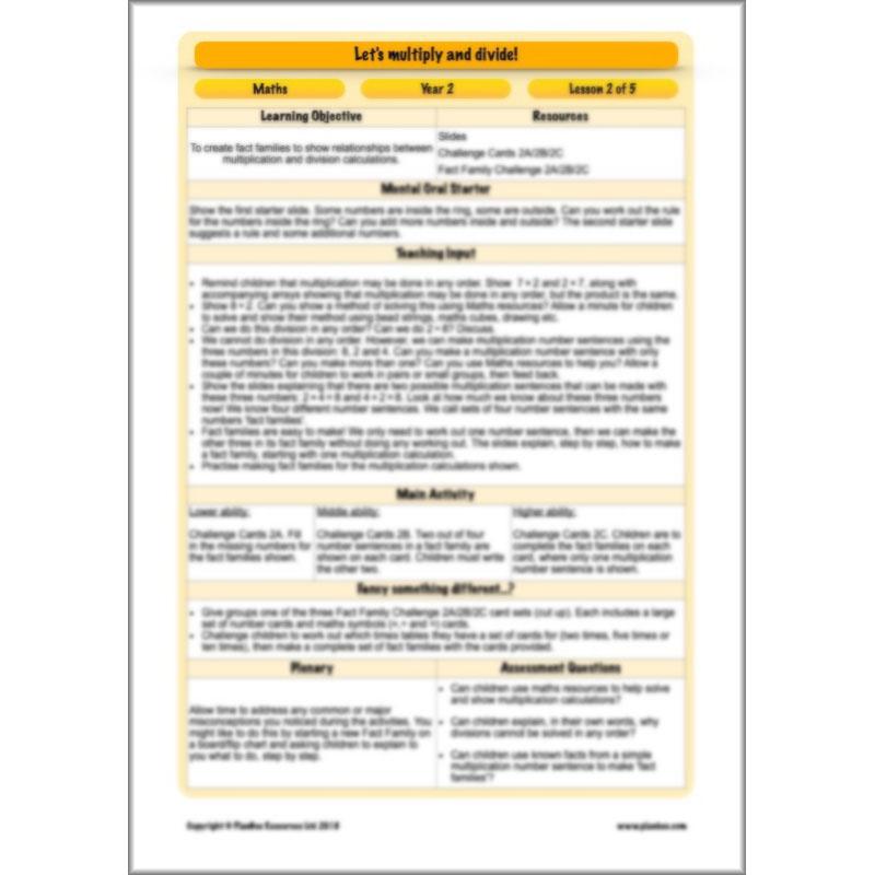 PlanBee Let's multiply and divide Year 2 maths planning