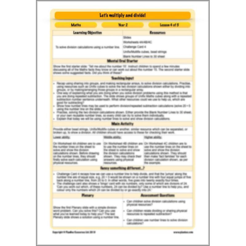 PlanBee Let's multiply and divide Year 2 maths planning