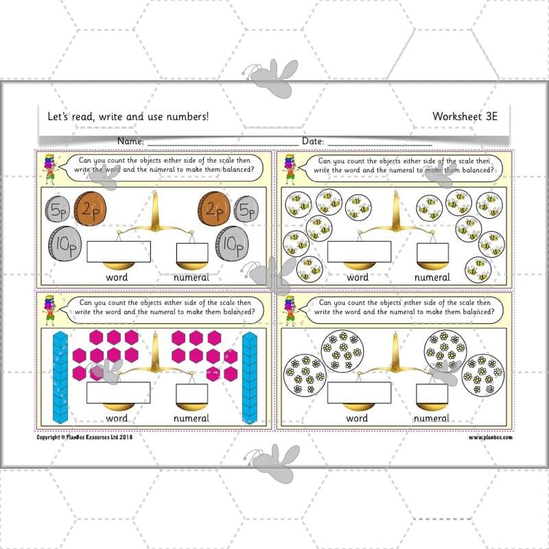 PlanBee Let’s read, write and use numbers Year 1 KS1