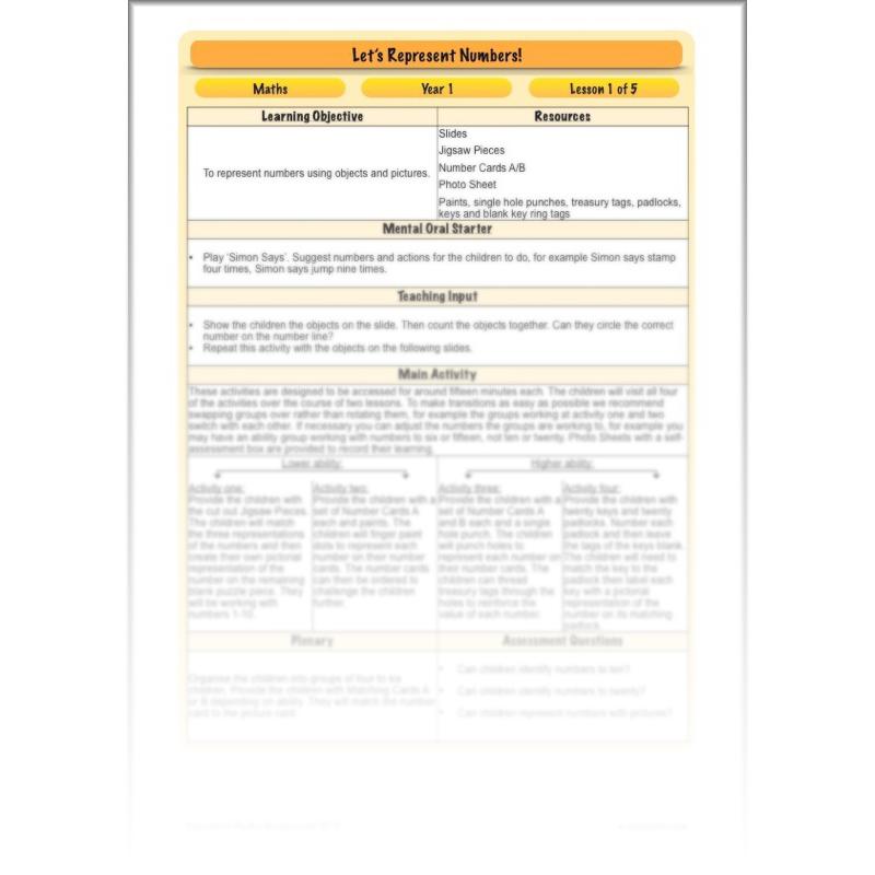 PlanBee Let's Represent Numbers Year 1 Maths by PlanBee