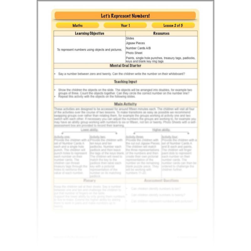 PlanBee Let's Represent Numbers Year 1 Maths by PlanBee