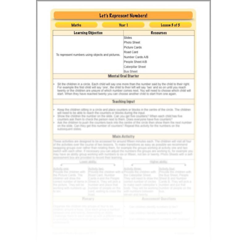 PlanBee Let's Represent Numbers Year 1 Maths by PlanBee