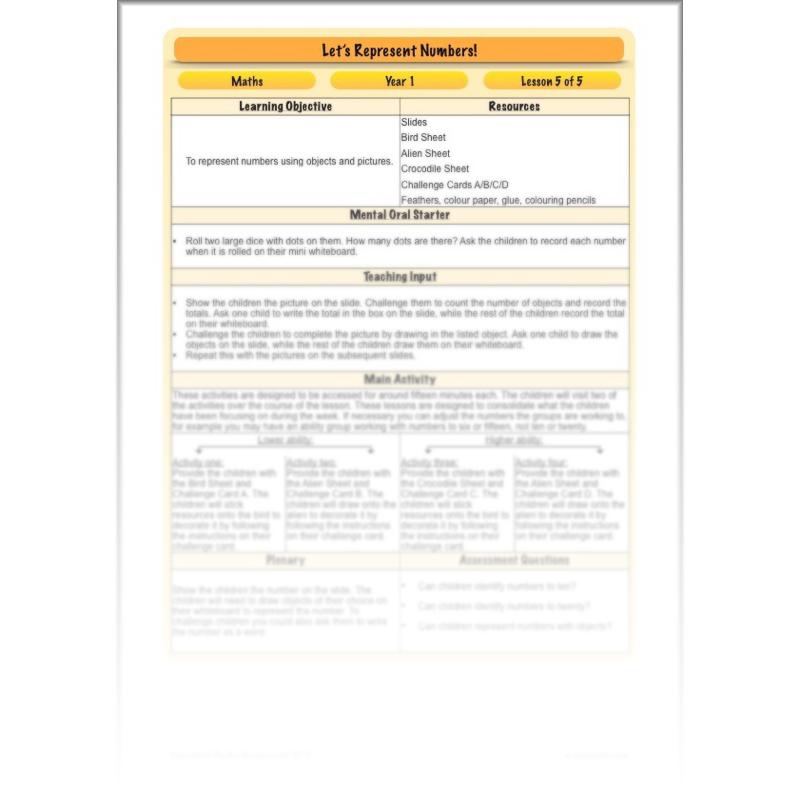 PlanBee Let's Represent Numbers Year 1 Maths by PlanBee