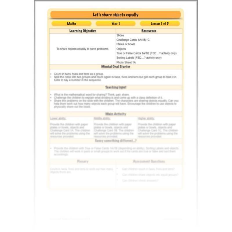 PlanBee Let's share objects equally: Year 1 multiplication and division