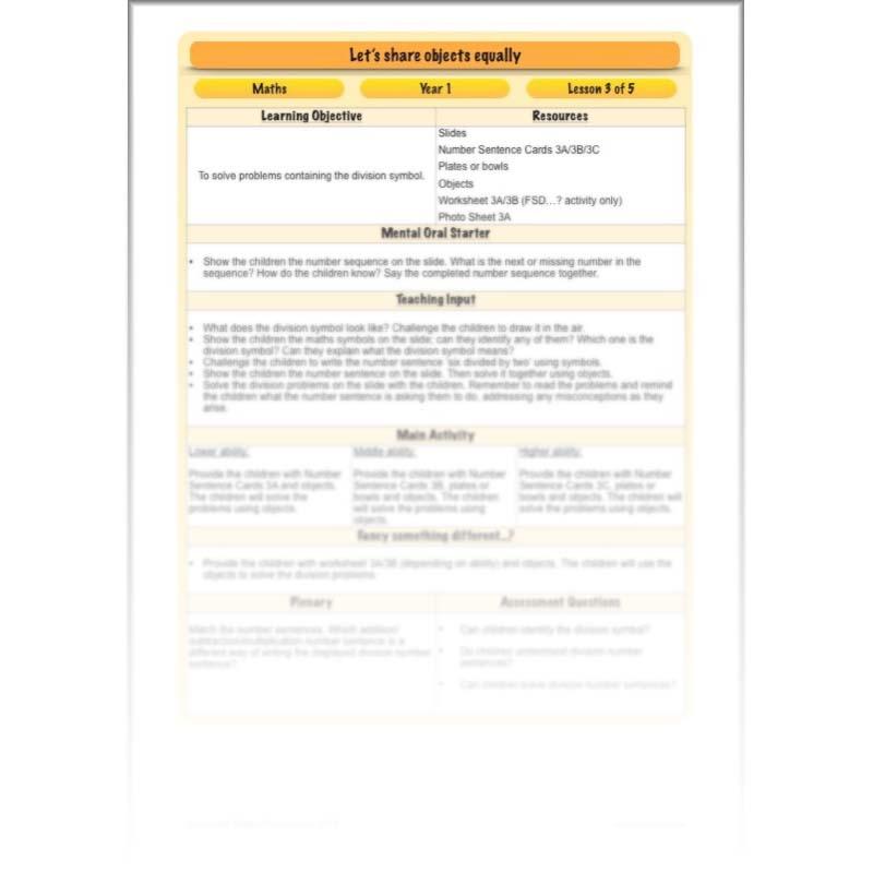 PlanBee Let's share objects equally: Year 1 multiplication and division