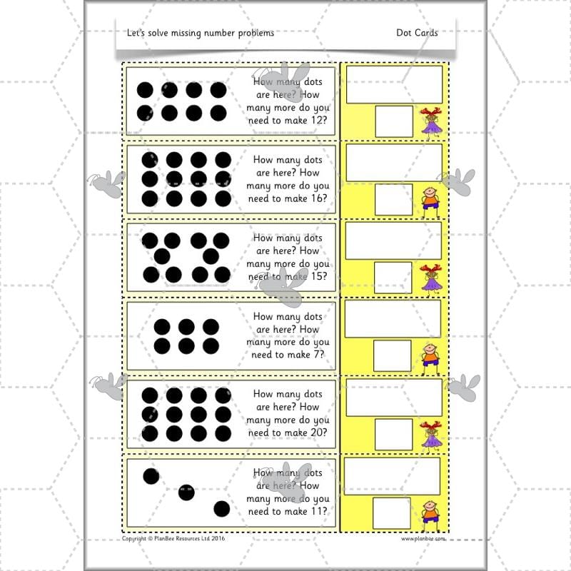 PlanBee Let’s solve missing number problems - Year 1 KS1 Maths plans