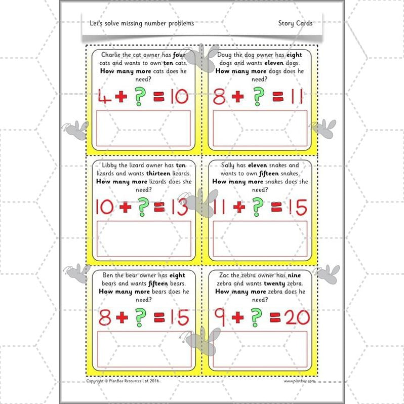 missing number problem solving year 1