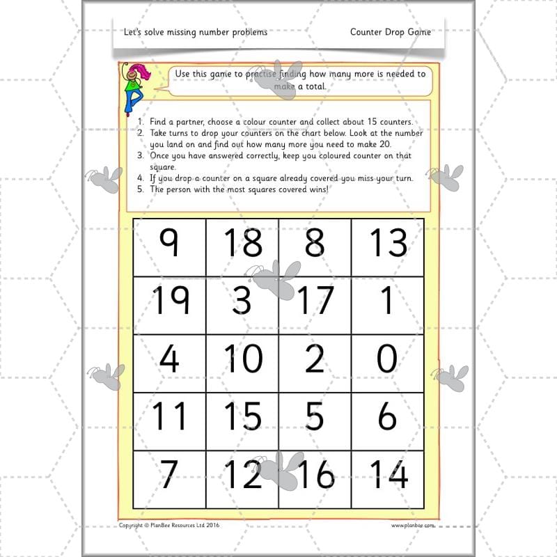PlanBee Let’s solve missing number problems - Year 1 KS1 Maths plans