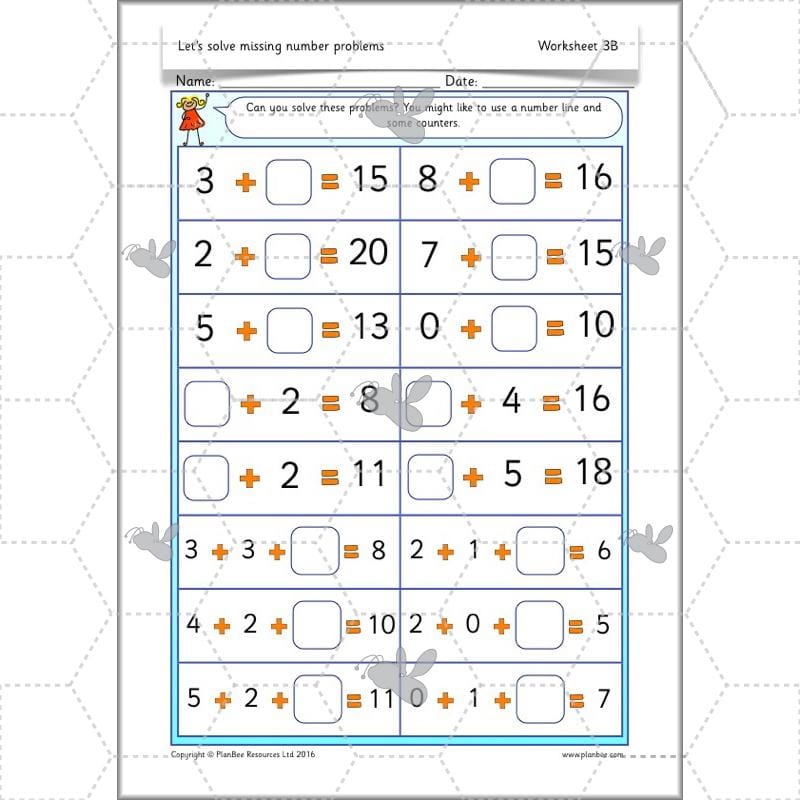 PlanBee Let’s solve missing number problems - Year 1 KS1 Maths plans