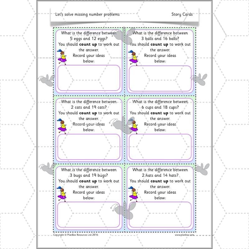 PlanBee Let’s solve missing number problems - Year 1 KS1 Maths plans