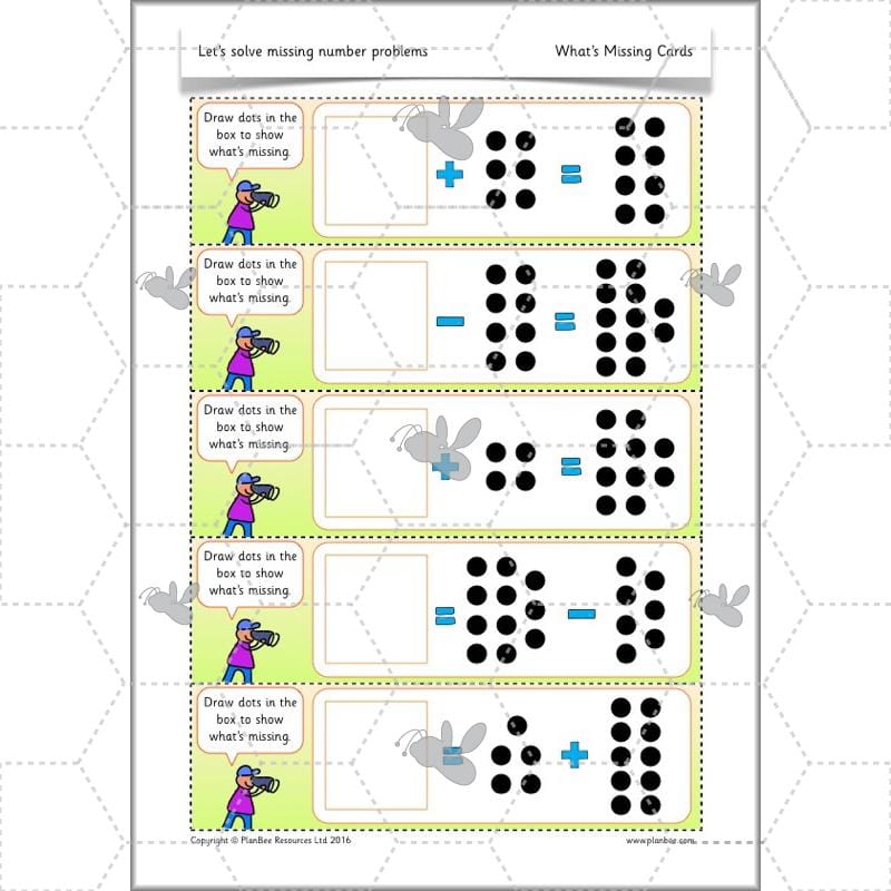 PlanBee Let’s solve missing number problems - Year 1 KS1 Maths plans