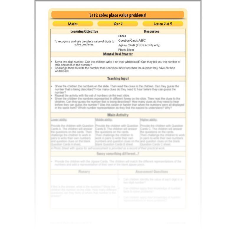 PlanBee Let's Solve Place Value Problems: Year 2 Maths scheme of work