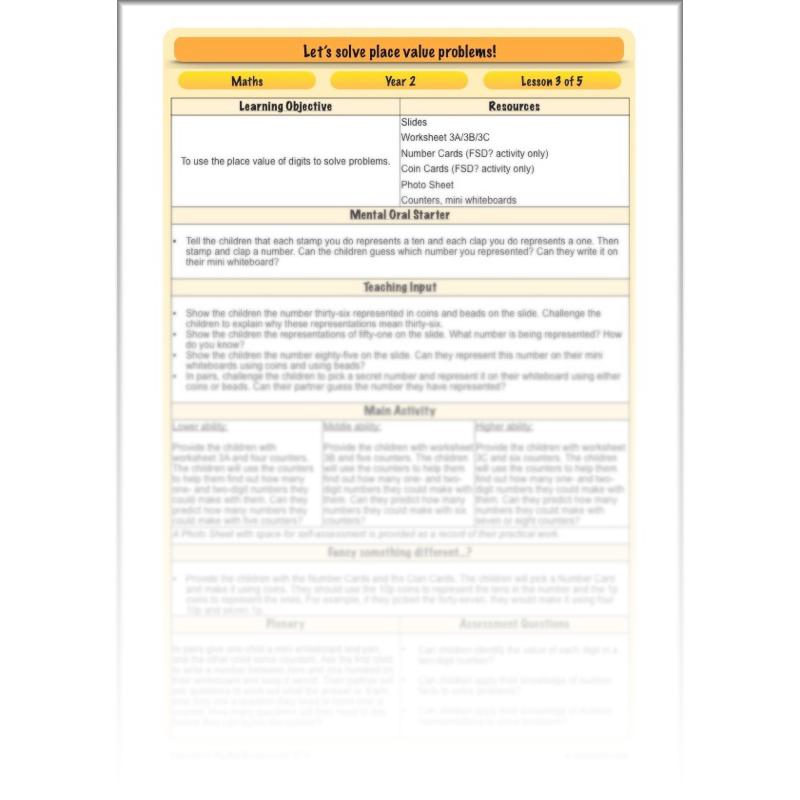 PlanBee Let's Solve Place Value Problems: Year 2 Maths scheme of work