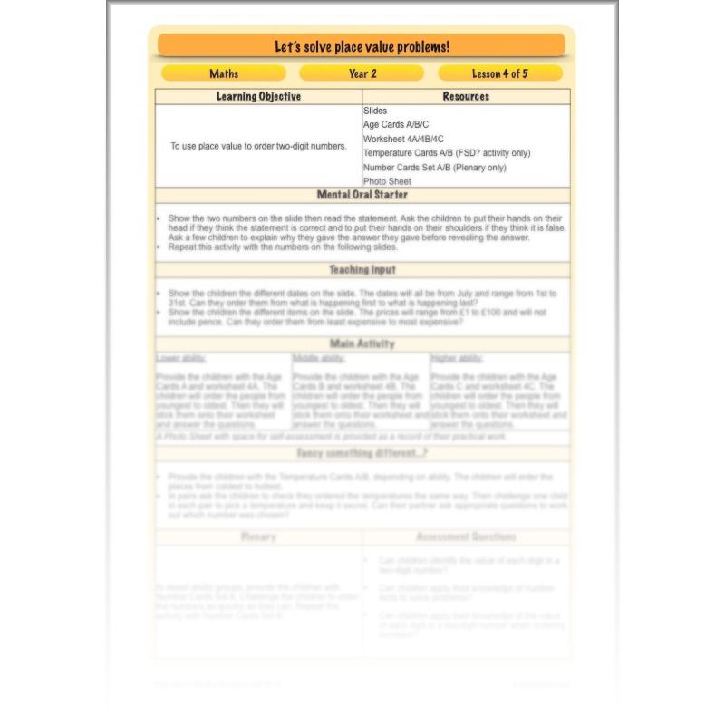 PlanBee Let's Solve Place Value Problems: Year 2 Maths scheme of work