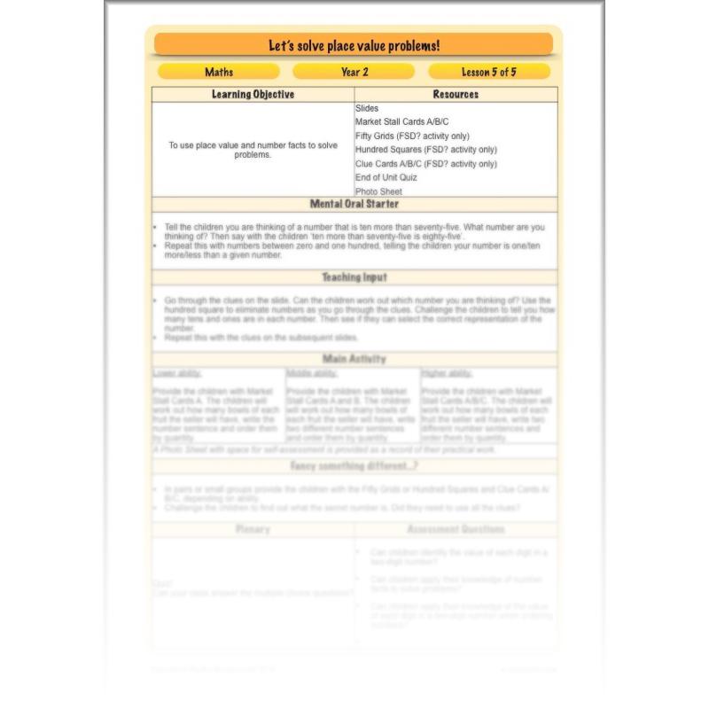PlanBee Let's Solve Place Value Problems: Year 2 Maths scheme of work