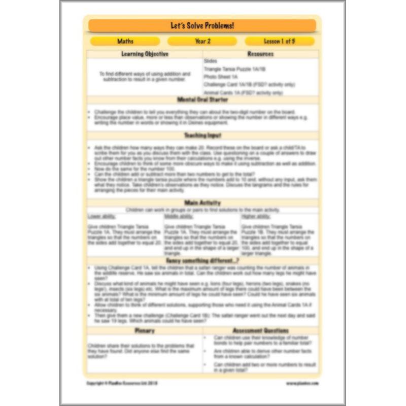PlanBee Let's Solve Problems: problem-solving Year 2 Maths
