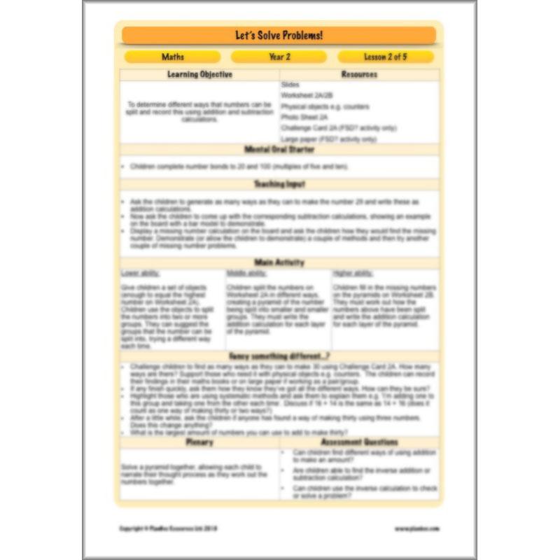 PlanBee Let's Solve Problems: problem-solving Year 2 Maths