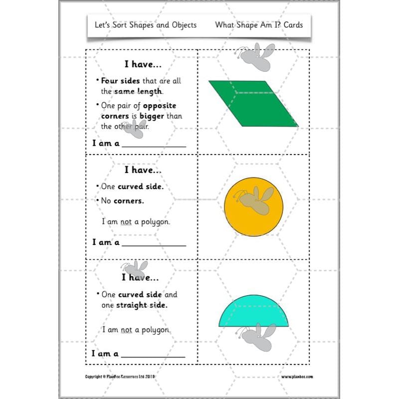 PlanBee Let's Sort Shapes and Objects: Year 2 shapes lesson planning