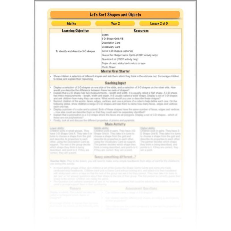 PlanBee Let's Sort Shapes and Objects: Year 2 shapes lesson planning