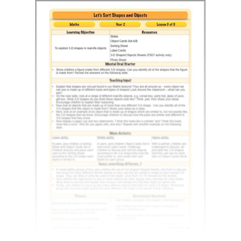 PlanBee Let's Sort Shapes and Objects: Year 2 shapes lesson planning